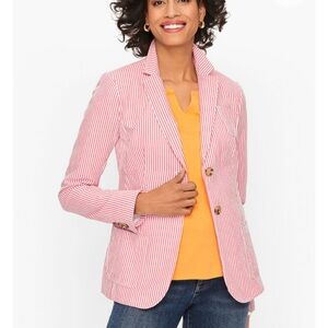 Talbots Seersucker Red and White Blazer- NWT